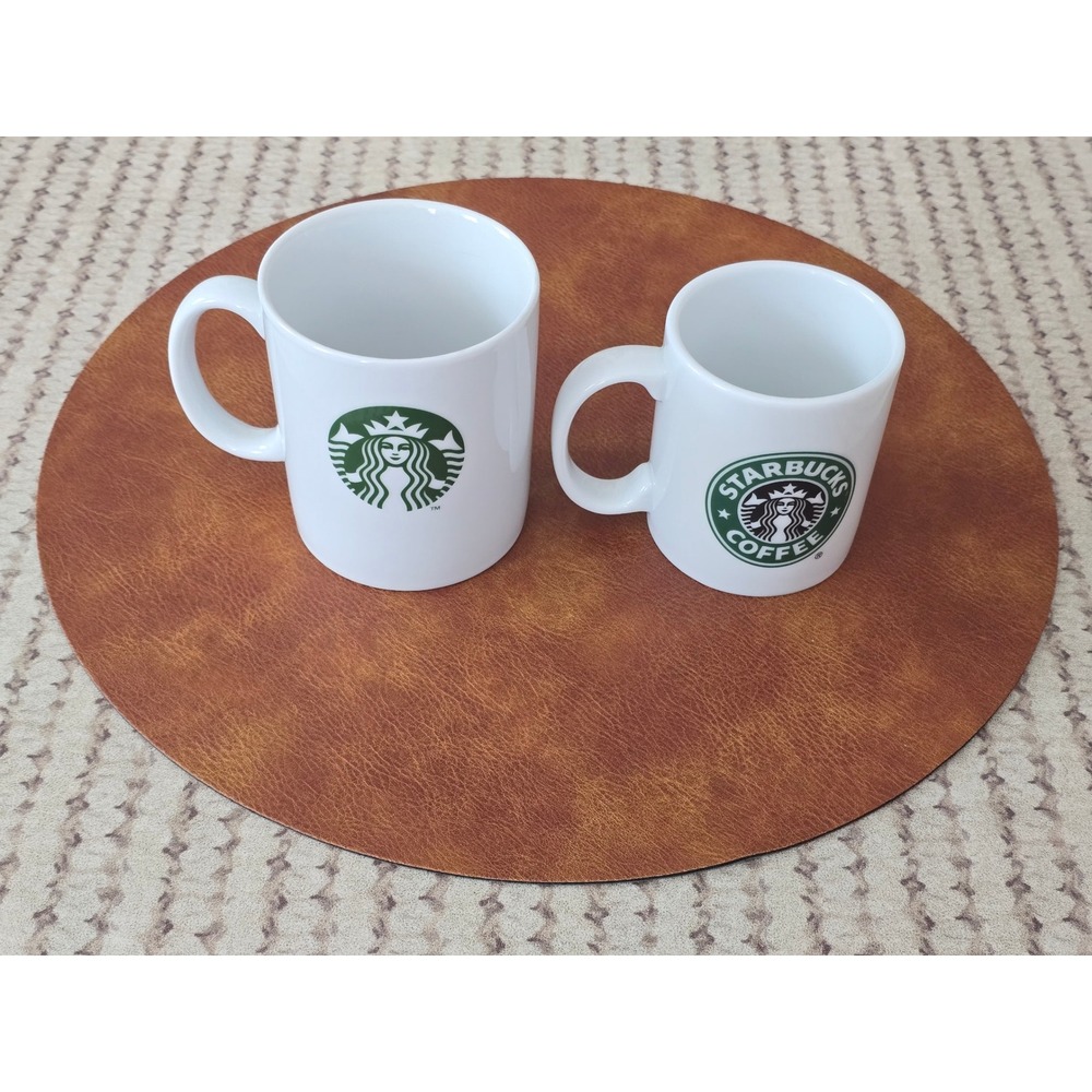 Starbucks Coffee Mug Set 15.2oz Siren Logo & 9oz Classic Seal Logo White Ceramic